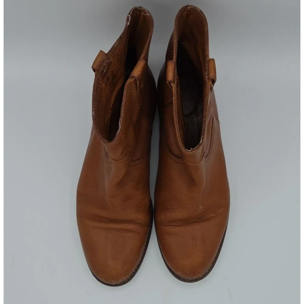 Madewell Otis Leather Pull On Ankle Cowgirl Boots Cognac Brown Womens Sz 9.5 US
